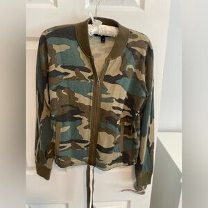 J. Crew camo bomber sweater